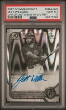 Jett Williams Rookie Auto Black & White 1st Bowman PSA 10 2022 Bowman Draft SSP 