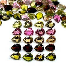 VVS 20 Pcs Natural Multi Tourmaline 5x4mm Pear Cut Loose Untreated Gemstones Lot