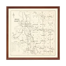 Old Map of Brule County, SD 1947 - Vintage South Dakota Art