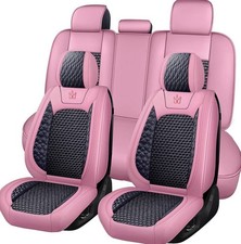 Luxury Faux Leather Car Seat Cover Full Set Universal Fit Pink Black 5 Seat