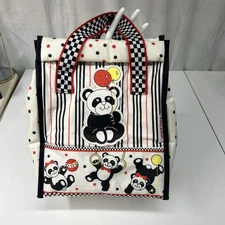 Vtg Baby Boom Diaper Bag Traveler Tote Bottle Bag Panda Bear Red Black White