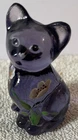 FENTON 3" Cat Figure Purple Glass Hand Painted YOU'RE SPECIAL