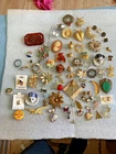 vintage costume jewelry brooches bundle lot of 60+ pieces and pins # 2