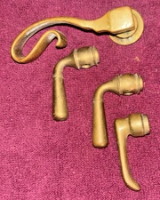 4 Antique Ornate Cast Brass Screen or Interior Door Knobs Levers Handles