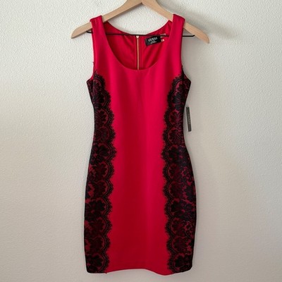 GUESS Womens Dress Lace Sheath Bodycon Cocktail Romantic Whimsigoth Vamp Size 0