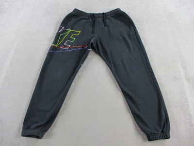#ad #ad Nike Sweatpants Mens Large Black Club Fleece Fleece Colorful Logo Jogger Gym $29.99