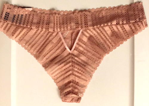 Victorias Secret Demure Pink Mini Back Pink V Cut Out Sexy Cheeky Panties XL NWT