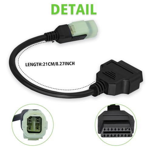 Obd2 Adapter Fit for Kawasaki Motorcycle 4 Pin to 16 Pin OBD Diagnostic ECU with - Picture 3 of 7