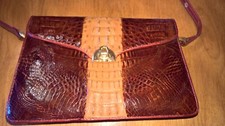 Eccentric Genuine Hornback Crocodile Leather Tony Gonzalez Handbag Purse Clutch