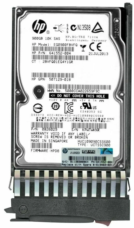 FESTPLATTE HP 641552-004 900GB EG0900FBVFQ 10000U/min SAS-2 64MB 2.5'' Zoll