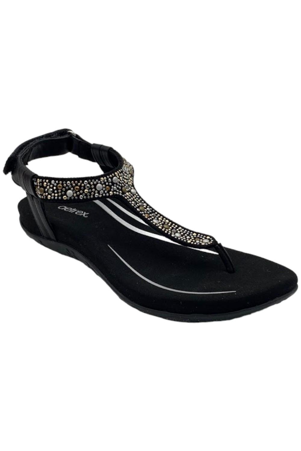 Сандалии из пенополиуретана с эффектом памяти Aetrex Lindsey, украшенные супинатором, черные