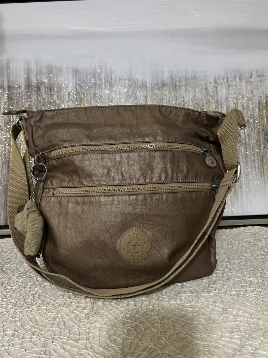 Kipling Keiko Crossbody Shoulder Bag Metallic Zip Monkey Key Fob