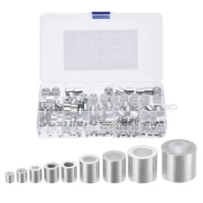 220pcs Aluminum Crimping Wire Rope Stop Sleeve 9 Size 3/64"-5/16" Round Ferrule