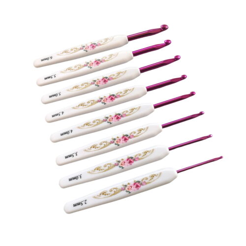 8pcs Crochet Hooks Shock-proof Sewing Sweater Wool Yarn Needles Set Ergonomic