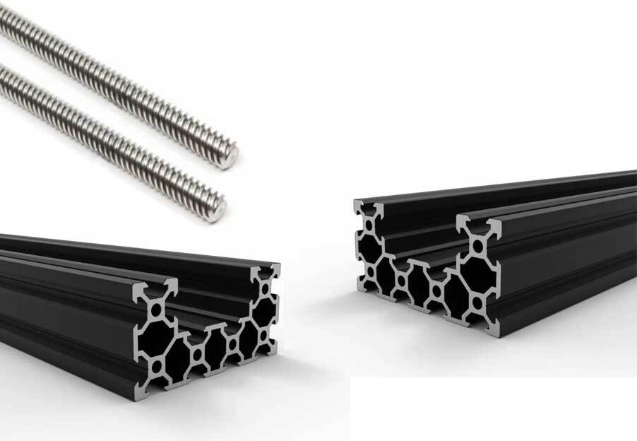 2pcs 500mm1500mm 4080 Aluminum CBeam Extrusion w/2pcs Matching Acme