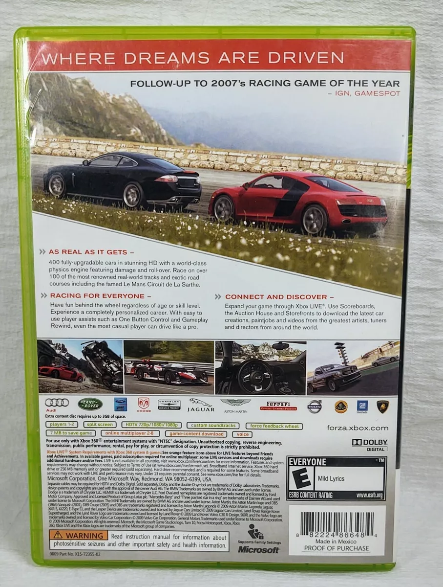 Forza Motorsport 3, Microsoft Xbox 360, 2009 Racing Video Game, Rated E  882224866484