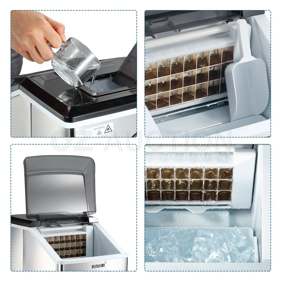 Maxkon 17Kg Ice Maker Machine Stainless Steel Countertop Ice Cube Tray 2.2L eBay