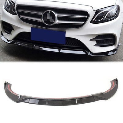 Front Bumper Lip Cover Trims Fit 2018-19 Benz E-Class W213 Sport Carbon Fiber