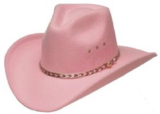 NEW Western Express Faux Felt Cowboy Hat - Elastic - Adult or Kids - PINK