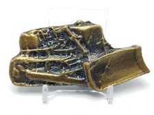 Bulldozer Tractor Belt Buckle VTG 1970's Solid Brass Construction Gold Tone