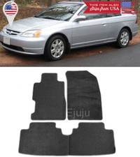 3 Pcs Factory Fit Black Front Rear Carpets Floor Mat For 01-05 Honda Civic 24