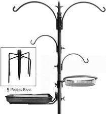 Premium Bird Feeding Station Metal Deck Pole Wild Bird Feeder Stand Stake Prongs