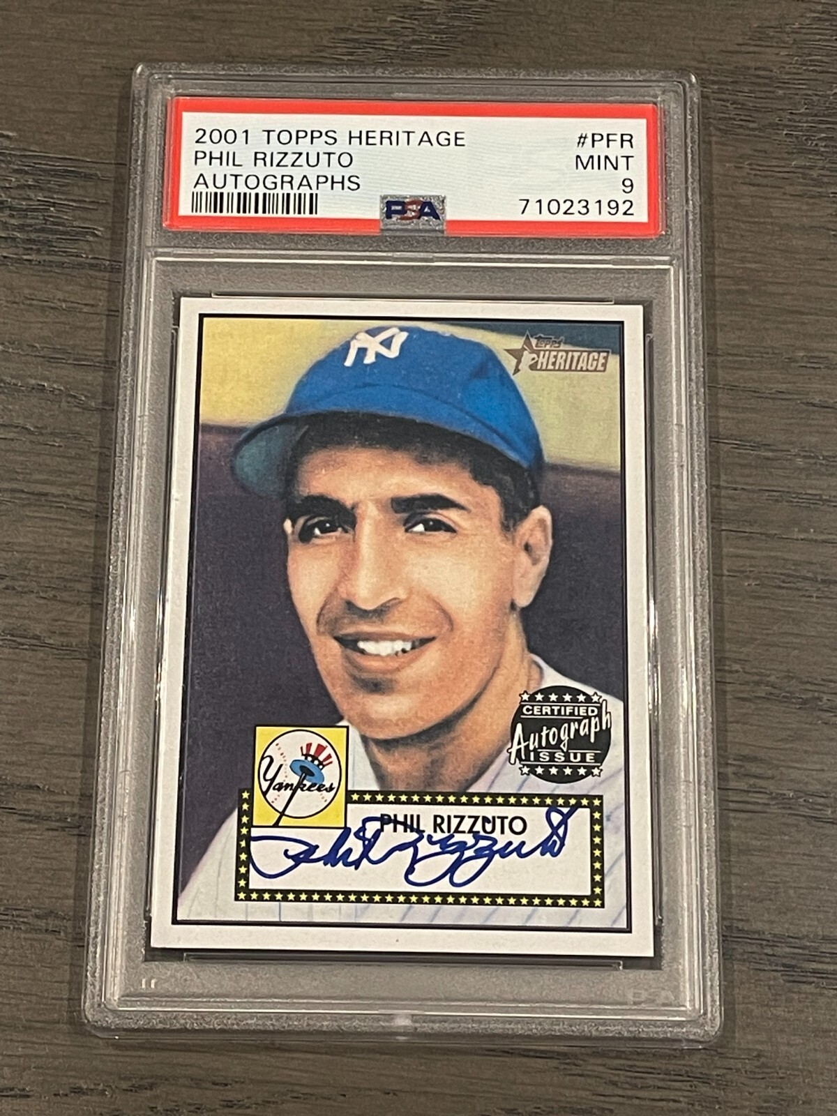 2001 Topps Heritage Autographs Phil Rizzuto #PFR PSA 9 New York Yankees Low Pop