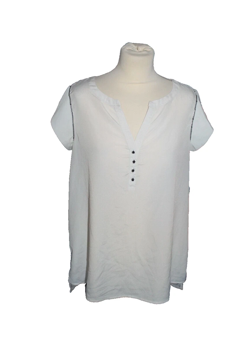 Chemisier Jacqueline Riu En Lin Blanc - Taille 42 - Manches Longues - Occasion Très Bon état