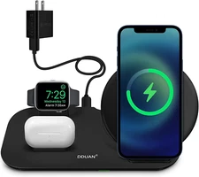 Wireless Charger, 3 in 1 Qi Fast Charging Station Dock Compatible for Apple Watc