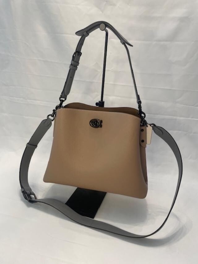 Coach Willow SB Taupe Leather Colorblock Tote Shoulder Bag Authentic