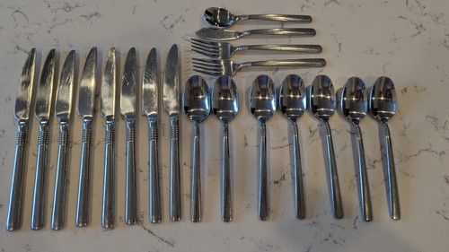 19 x Cambridge CBS76 Edelstahl glänzende Bänder Silberbesteck Besteck Löffel Gabeln - Bild 1 von 5