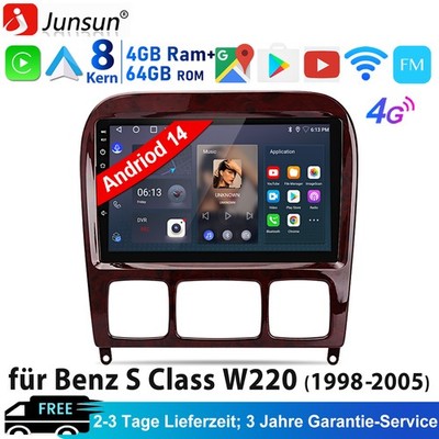 8-Core Android 14 Autoradio CarPlay GPS Navi Für Mercedes S/CL Klasse W220 W215