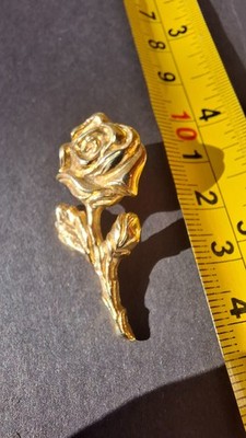 vintage gold tone 3D rose flower brooch jacket lapel pin
