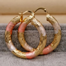 Gold Bohemian Hoop Earrings Round Alloy Women Casual Fashion Jewelry Gift