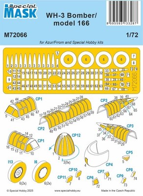 Special Hobby M72066 1:72 WH-3 / Modell 166 Bomber Maske vorgeschnittene Lackmasken für c