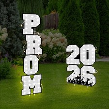 6 Pcs Prom 2026 Yard Signs Party Outdoor Lawn Decorations with Light String Prom