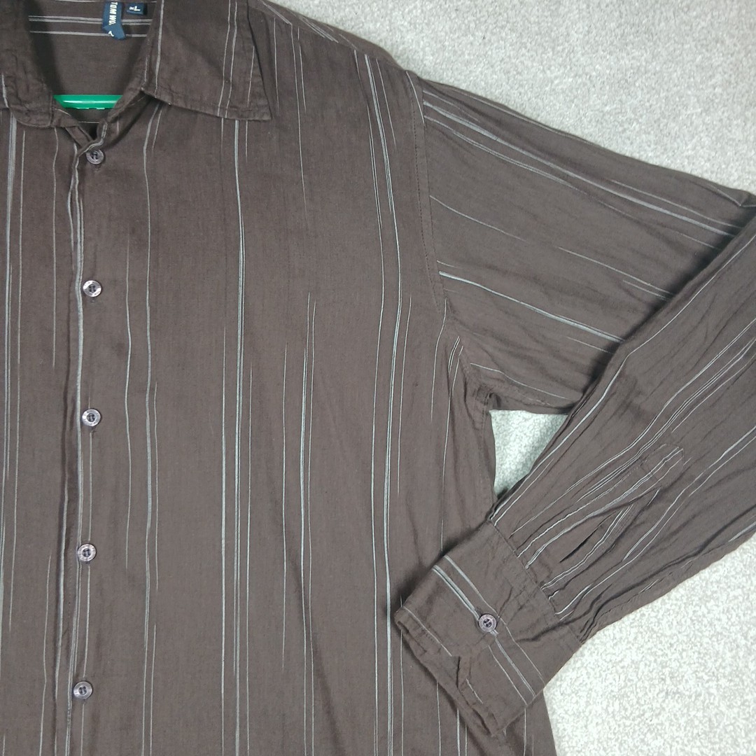 Tom Wolfe Men’s Brown Cotton Stripe Shirt XL image 5