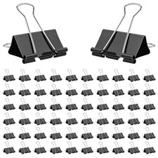 1.6 Inch 64 Pack Large Binder Clips, Black Paper Clamps for Office, 64Pcs