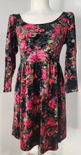 Kimchi Blue Baby Doll Velvet Hi Low Black Floral Dress Vampire Whimsigoth Medium