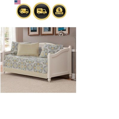 Fancy Collection 5pc Day Bed Cover Modern Reversible White Yellow Green Grey ...