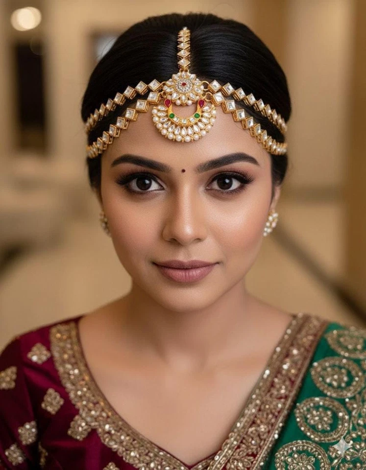 Indian Traditional Wedding Maang Tikka, Matha Patti, Hair Accessories For Womens - Image 3 of 4