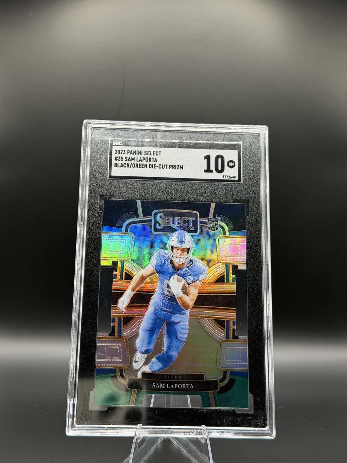 2023 Panini Select - Concourse Sam LaPorta #35 Black & Green Prizm Die-Cut (RC)