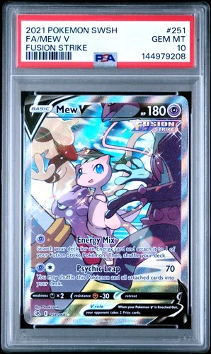 2021 POKEMON SWORD & SHIELD FUSION STRIKE #251 FULL ART/MEW V PSA 10