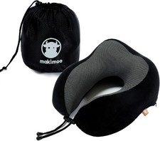 Memory Foam Travel Neck Pillow - 360 Support with Storage Bag