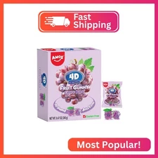 AMOS 4D Gummy Candy Grape Burst – 3D Grape Shaped, Jelly-Filled, Natural Flavor 