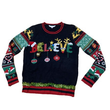 No Boundaries Ugly Christmas Sweater Reindeer Jingle Bells Noisy Junior XL 15-17