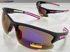 Sporty Biker Baseball Fishing Cycling Wrap SUN GLASSES Black Frame Purple Lens