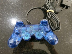 Sony PlayStation 2 PS2 Ocean Blue Clear Controller DualShock OEM SCPH-10010 Read