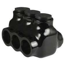 6 AWG - 250 MCM 600-Volt 3-Ports Multi Tap Connector Insulated Dual Sided, Black