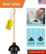Heavy Duty Toilet Plunger, Commercial Grade Double Thrust Force Rubber Cup wi...